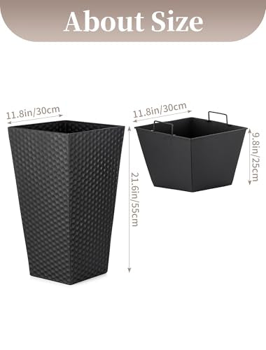 Sziqiqi Black Metal Taper Planter with Inner Pots, Indoor Planter Pots