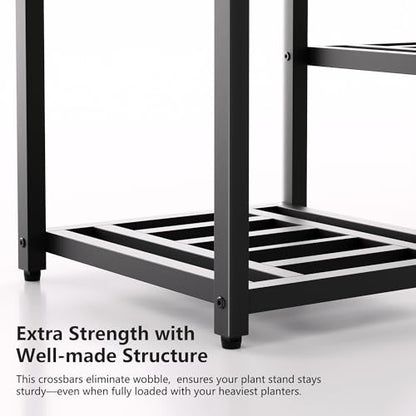 Metal Heavy Duty Plant Stand Indoor Outdoor,10 Tier Tall Plant Stands Holder,Large Wrought Iron Plant Shelves for Multi Pots,Black Tiered Flower Display Riser for Living Room,Patio,Balcony