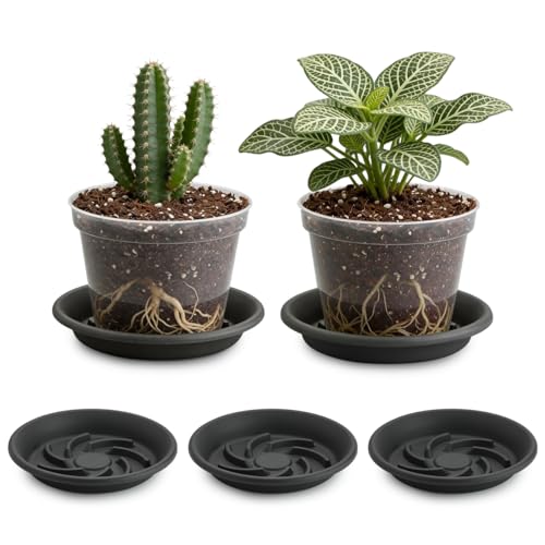 Plant Saucers for Pots 8 Inch 5 Pack, Heavy Duty Elevated Drip Tray, Gray - size: 8IN-5P
