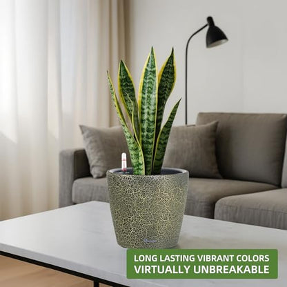 Dexceder 11x10 Self Watering Planter (Black Gold Crackle) - color: Black Gold, size: 11x10