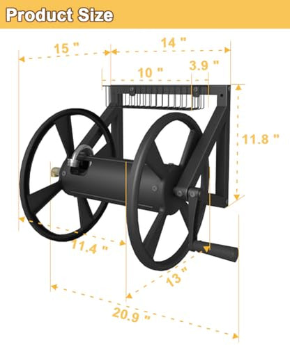 Artigarden Triangle Wall Mounted Garden Hose Reel Outdoor Hose Holder Black - color: Black