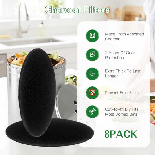 7.25 Inch Round Charcoal Filter Refills Set of 8