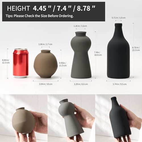 Ceramic Vase Set of 3, Nordic Minimalist Multicolor Vases Home Decor, Rustic Farmhouse Decor Pottery Vases for Bouquet Pampas Grass Dried Fresh Flowers, Living Room, Kitchen, Bedroom, Entryway Mantel - color: Multicolor ①- 3pcs