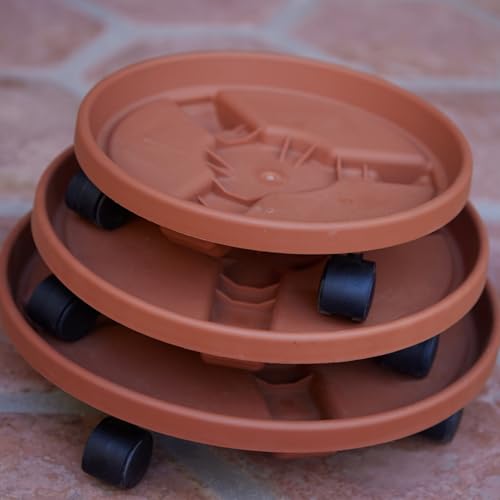 Bloem 16" Plastic Plant Caddy with Wheels, 150 lb Capacity, Terra Cotta - color: Terra Cotta, size: 16"