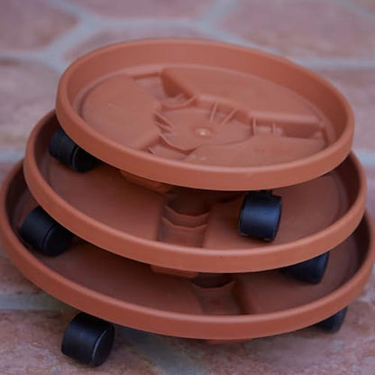 Bloem 16" Plastic Plant Caddy with Wheels, 150 lb Capacity, Terra Cotta - color: Terra Cotta, size: 16"
