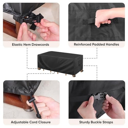 BALEINE Patio Furniture Covers Waterproof, Heavy Duty Outdoor Table Cover - color: Black, size: 108"L×82"W×28"H