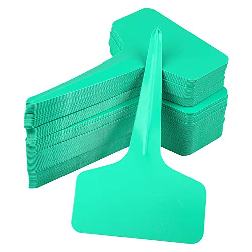 KINGLAKE Green Plant Labels,100 Pcs 6 x10cm Plastic Plant T-Type Tags Nursery Garden Labels - color: Green