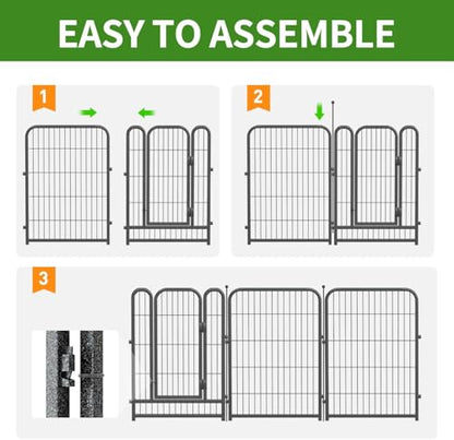 Decorative Garden Metal Fence 110ft (L)×40in (H) with 42 Panels 6 Gates Outdoor, No Dig Rustproof Wire, Animal Barrier Fencing for Outdoor Yard Patio Flower Bed,（Black-Silver） - size: 40in(H)x110ft(L)