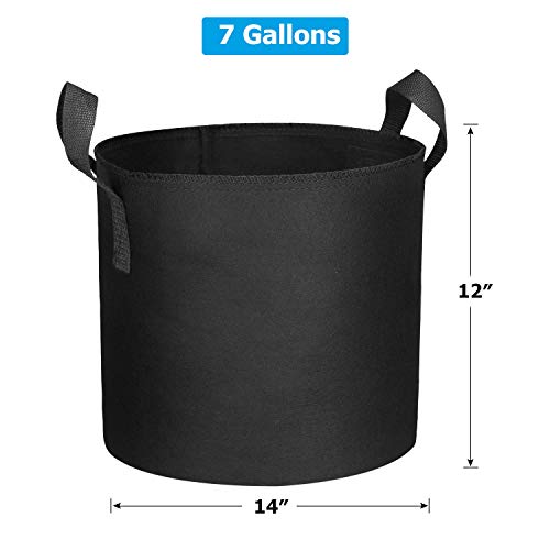 12 Packs 7 Gallon Grow Bags, Heavy Duty 300G Thickened Nonwoven Fabric Plant Pots with Handle - size: 7 Gallons