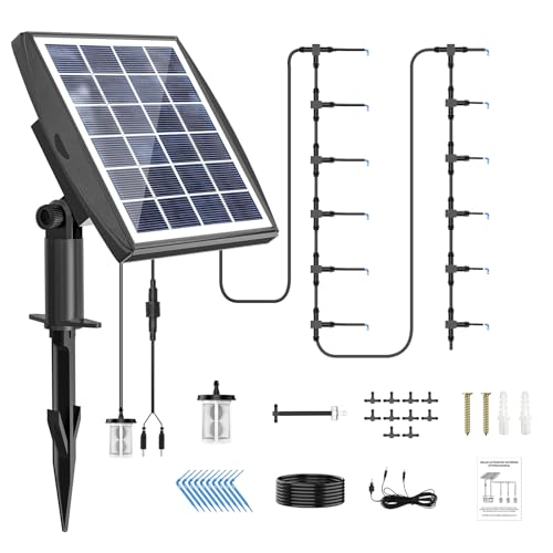 Solar Automatic Drip Irrigation Kit System, JIYANG Solar Powered Auto Easy DIY Watering Device Supported Pots Plants, 6 Timing Modes with Anti-Siphoning Device (Supported 10 Pots, 6Timing Modes) - size: 10 Pot-Drip Irrigation