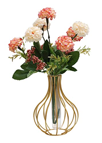 IvyMei Luxurious Nordic Gold Table Flower Vase Metal Frame Glass Tube - color: Gold 10