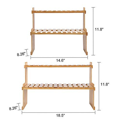 GURECOD 2 Tiers Bamboo Plant Stand Shelf, 18.5" Length - size: 18.5" Length