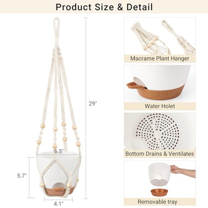 Mkono 6.5 Inch Hanging Planters for Indoor Plants, Macrame Plant Hanger 2Pc - size: 6.5 Inch