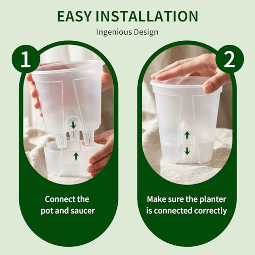 Cdd's Path Self Watering Pots Set with Deep Water Tank, Large Drainage Holes, Reservoir & Air Pipes, 5/6/7/8 Inch Naked Root Planter for Indoor Outdoor Plants, Flowers, Seedlings, Clear, 4 Pack - size: 5/6/7/8 inch-4 Pack