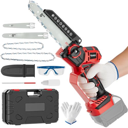 Ecarke Electric Mini Chainsaw Compatible with Milwaukee 18V - color: Red, size: 8 Inch & 6 Inch