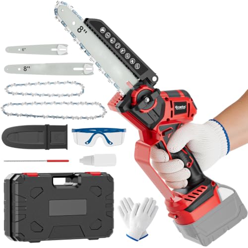 Ecarke Electric Mini Chainsaw Compatible with Milwaukee 18V - color: Red, size: 8 Inch & 6 Inch