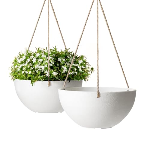 LA Jolie Muse Hanging Planter Baskets for Indoor Plant, Set of 2, 9.84 Inch - color: White, size: 9.84 Inch