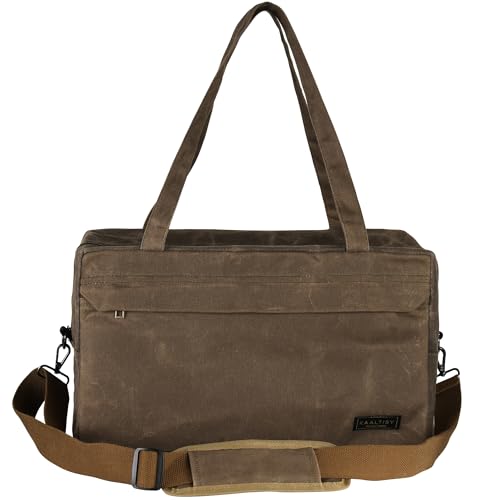 Canvas Tool Organizer Bag, Heavy Duty 16oz Waxed Canvas Garden Hand Tools Tote - with 6 Inside Slots & 1 Large Storage Capacity, Hand Tools Bag for Gardening Carpentry Tools | 15.5" x 9" x 9" - color: Grey, size: L