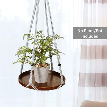 2 Pack Plant Hanger Indoor, Hanging Plant Shelf (12" + 10") - color: Light Grey, size: 2-Pack, 1-Tier