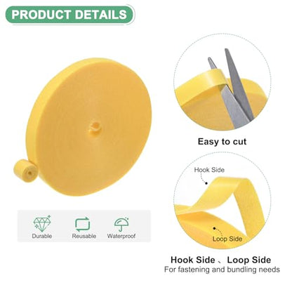 M METERXITY 1-Roll Garden Plant Tape, 33 ft x 0.5 in Garden Hook and Loop Plant Ties Multi-Purpose Use Adjustable and Reusable Twist Wire Tape for Plants/Flowers/Vines [Yellow] - color: Yellow, size: 33 ft x 0.5 in