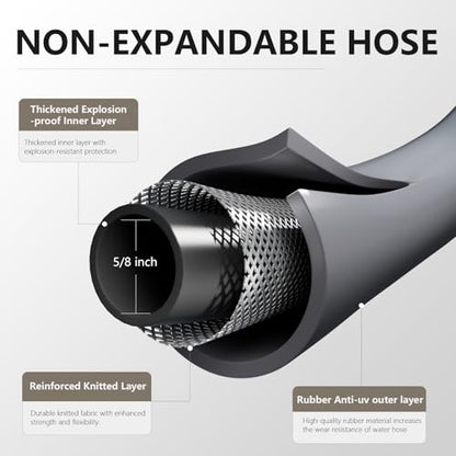 Garden Hose 5/8"x 100ft Brass Rubber Heavy Duty Water Hose 600 PSI Grey - color: Gray, size: 100FT