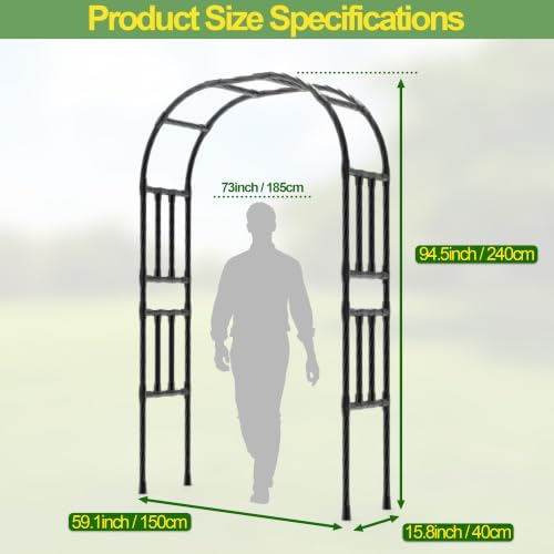 BUKLIYN Garden Arch Trellis - Garden Arch Size Length: 59in Height: 94.5in - color: Length: 59in-Black, size: Arch