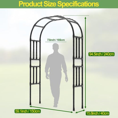 BUKLIYN Garden Arch Trellis - Garden Arch Size Length: 59in Height: 94.5in - color: Length: 59in-Black, size: Arch