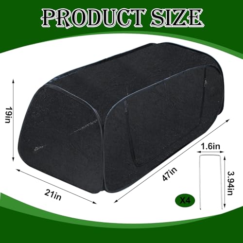 Pop Up Sun Shade for Raised Garden Bed, 47"X21"X18" Foldable Plant Shade Tent Garden Shade Tunnel 80% UV Resistant Sunblock Shades Cover Crop Cage with Bag and Stake for Outdoor Plants Heat Protection