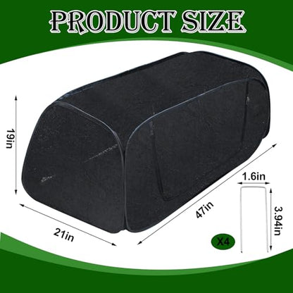 Pop Up Sun Shade for Raised Garden Bed, 47"X21"X18" Foldable Plant Shade Tent Garden Shade Tunnel 80% UV Resistant Sunblock Shades Cover Crop Cage with Bag and Stake for Outdoor Plants Heat Protection