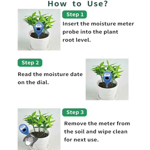 2 Pcs Green Soil Moisture Meter, Plant Water Meter, Moisture Meter for Plants, Soil MoistureTester, Soil Water Gauge for Plants, Plant Moisture Monitor No Battery Needed (Blue+Blue) - color: BLUE+BLUE