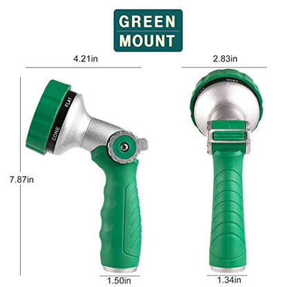 GREEN MOUNT Garden Hose Nozzle, Water Hose Spray Nozzle with Thumb Control On Off Valve for Easy Water Flow Control, Green - color: Green