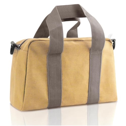 Small Tool Bag, Canvas Tool Storage Bag, Large Capacity Multipurpose Zipper Soft Tote Organizer Pouch for Electrician, Plumbing, Gardening,Tools Bags for Men (Khaki, 18 Inch) - color: khaki, size: 18 Inch