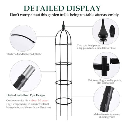 WellSign 2Pack 6.6ft Obelisk Trellis for Climbing Plants Outdoor Indoor - size: Metal-6.6ft-2PK