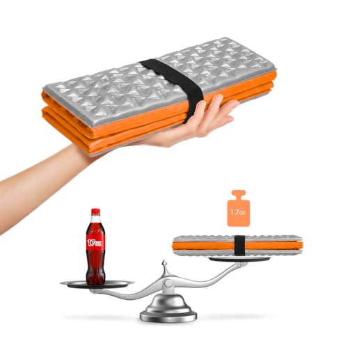 FOCHIER F Stadium Seat Pad, Foam Sitting Pad Mat, Diamond Foldable Camping Seat Cushion for Bleachers, Outdoor Hiking, Backpacking, Picnic, Fishing, Concert,Mountaineering - color: Orange 2PC