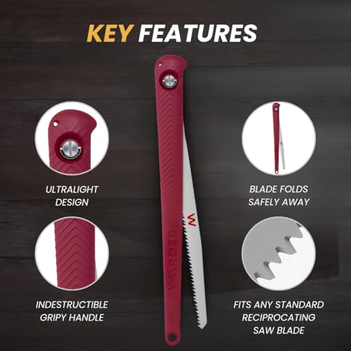Warder Folding Saw - Portable Hand Saw for Wood & Tree Cutting, Camping & Hunting, Foldable & Durable Design