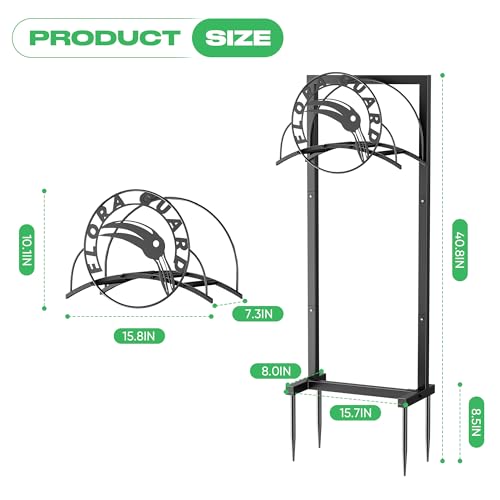 FLORA GUARD Garden Hose Holder Stand, Heavy Duty Freestanding Hose Rack - color: Matte Black