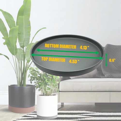 4 Pack Ceramic Plant Saucer Pot Tray 4 Inch, Planter Saucers 4 5 6 7 8 9 10 11 12 13 Inch for Indoors Outdoor, Durable Sturdy Flower Drainage drip Water Tray for Glazed Pots Base ((4.5"/4.1"-Grey) - color: Gray, size: (4.5"/4.1")-4pack