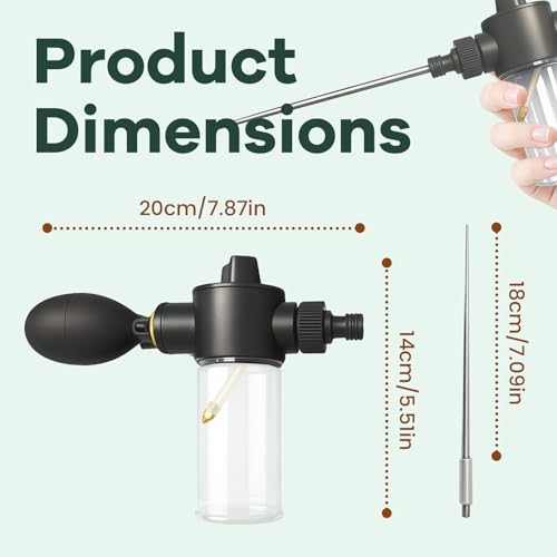 Diatomaceous Earth Powder Duster, 100ML Manual Bulb Duster with Adjustable Flow Control, Handheld Powder Applicator for Pollination, Garden, Greenhouse, Orchard and Indoor Use