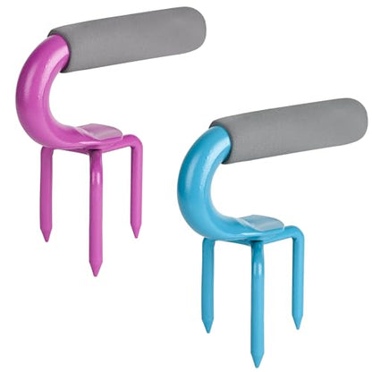 Hand Tiller Garden Tool Lawn Aerator Spike Manual Tool 2 Pack - color: Purple and Blue