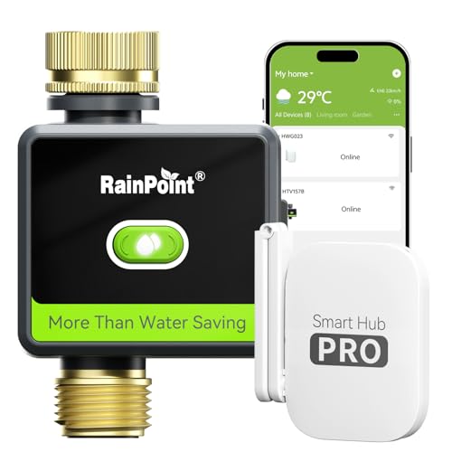RAINPOINT WiFi Water Hose Timer with Brass Inlet&Outlet, Smart Sprinkler Timer for Watering with Gateway, WiFi Watering System for Garden, Automatic Irrigation System for Lawns and Yard - size: 1-Zone