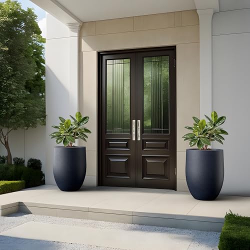 Kante Charcoal Concrete Planter 21.7" Tall All-Weather Round Large Pot - color: Charcoal