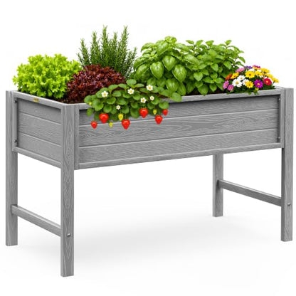 YEFU 48" Raised Garden Bed with Legs, HIPS Outdoor Garden Bed, Grey - color: Gray, size: 48"×24"×30"