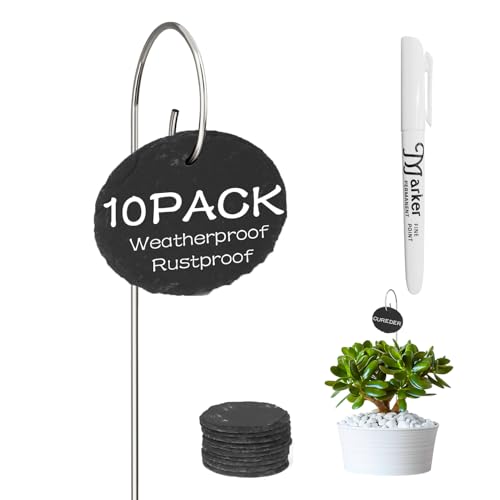10-Pack Marble Oval Garden Markers,Weatherproof Metal Plant Labels Large Planting Seedling Stake Signs, for Seedlings Herbs Vegetable Greenhouse Gifts with White Marker Pen Labels - color: Marble Oval