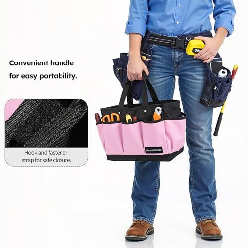 Housolution 14 Inch Gardening Tote Bag, Garden Tool Storage Bag, Pink - color: Pink, size: 14 Inch