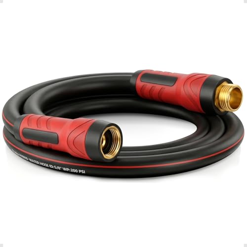 Garden Hose 6ft x 5/8", NON-EXPANDABLE Heavy Duty Premium Flexible Hose - color: Red, size: 6ft