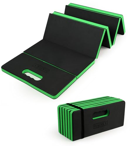 Foldable Mechanic Mat Kneeling Pad, 0.9" Extra Thick EVA Foam,Green - color: Green & Black