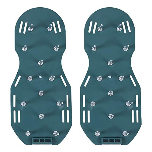 Lawn Aerator Sandals, Soil Loosening Aerator Spiked Shoes, Gardening Tool with 26 Iron Spikes, Adjustable Straps for Grass Lawn Garden Patio, Durable PP Plastic Material (3 Straps)