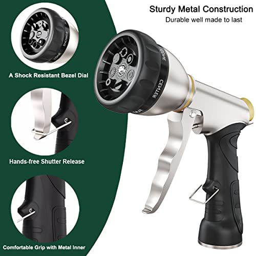FANHAO Garden Hose Nozzle Heavy Duty, Metal Water Hose Sprayer, Leakproof - color: Black