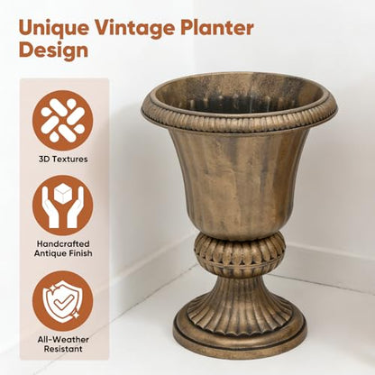 Athena Collection 20" Tall Urn Planters for Outdoor Plants, 2 Pack, Bronze - color: Bronze