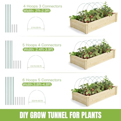72 Pack Garden Hoops for Raised Beds, 12 Sets Fiberglass with PVC - color: Green-72P